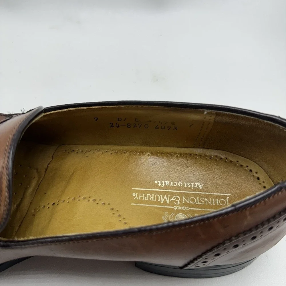 Johnston Murphy Aristocraft Kiltie Tassel‎ Cap Toe Loafers Men's 9 D/B Brown